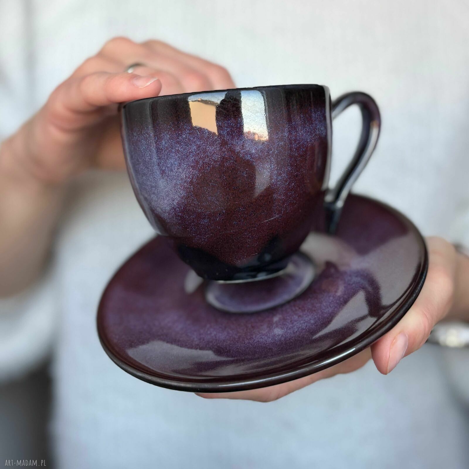Filiżanka ceramiczna 220 ml Zorza na kawę w różowo-fioletowej odsłonie