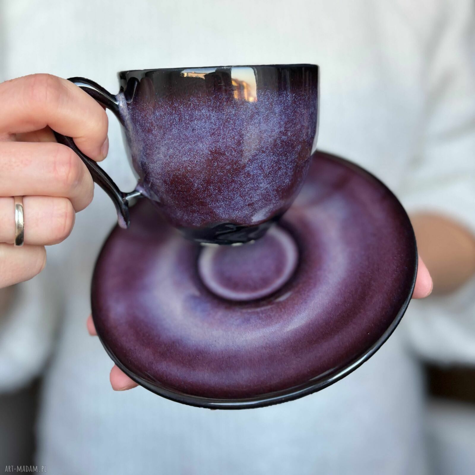 Filiżanka ceramiczna 220 ml Zorza na kawę w różowo-fioletowej odsłonie