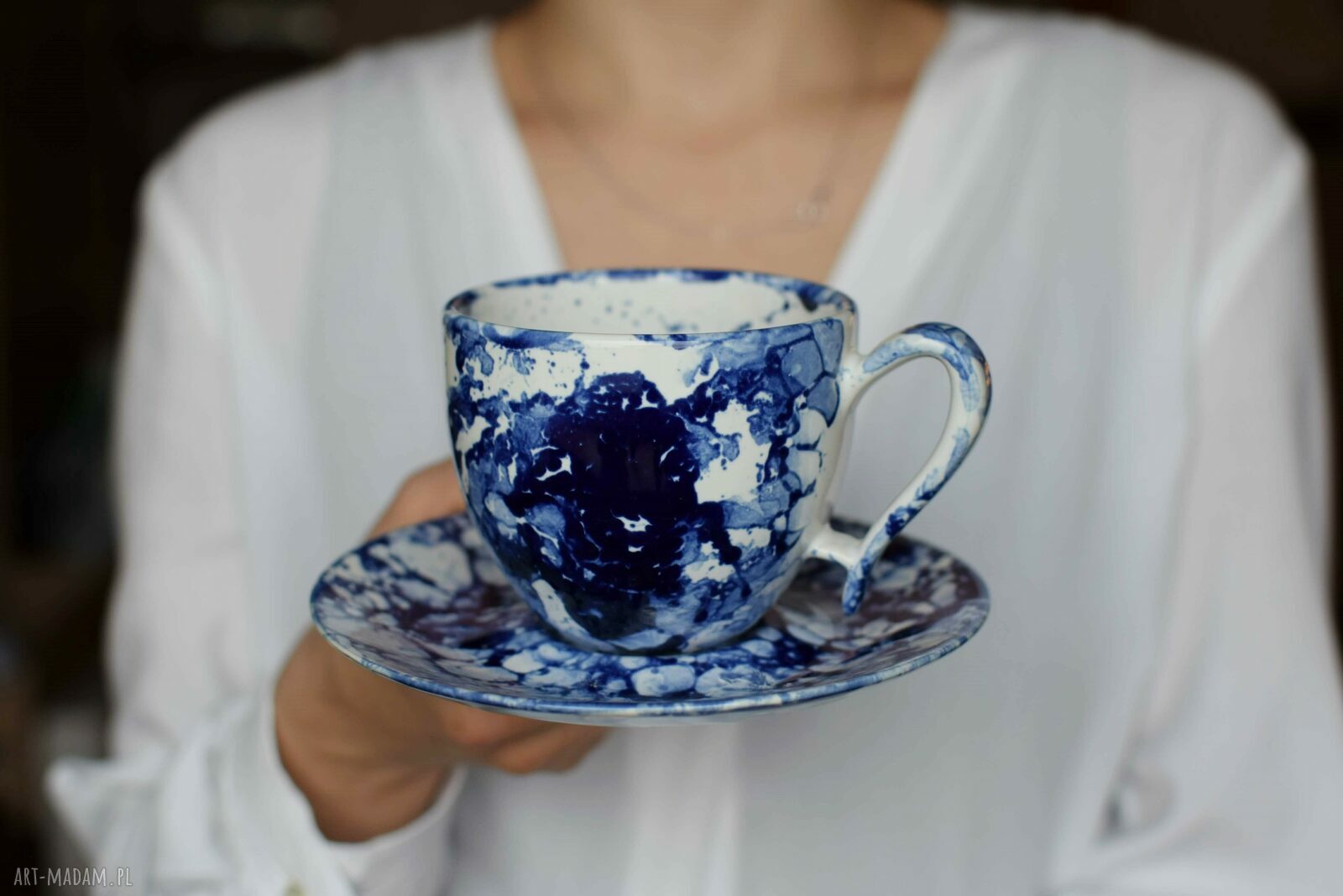 Filiżanka ceramiczna Kobalt i Biel 270 ml
