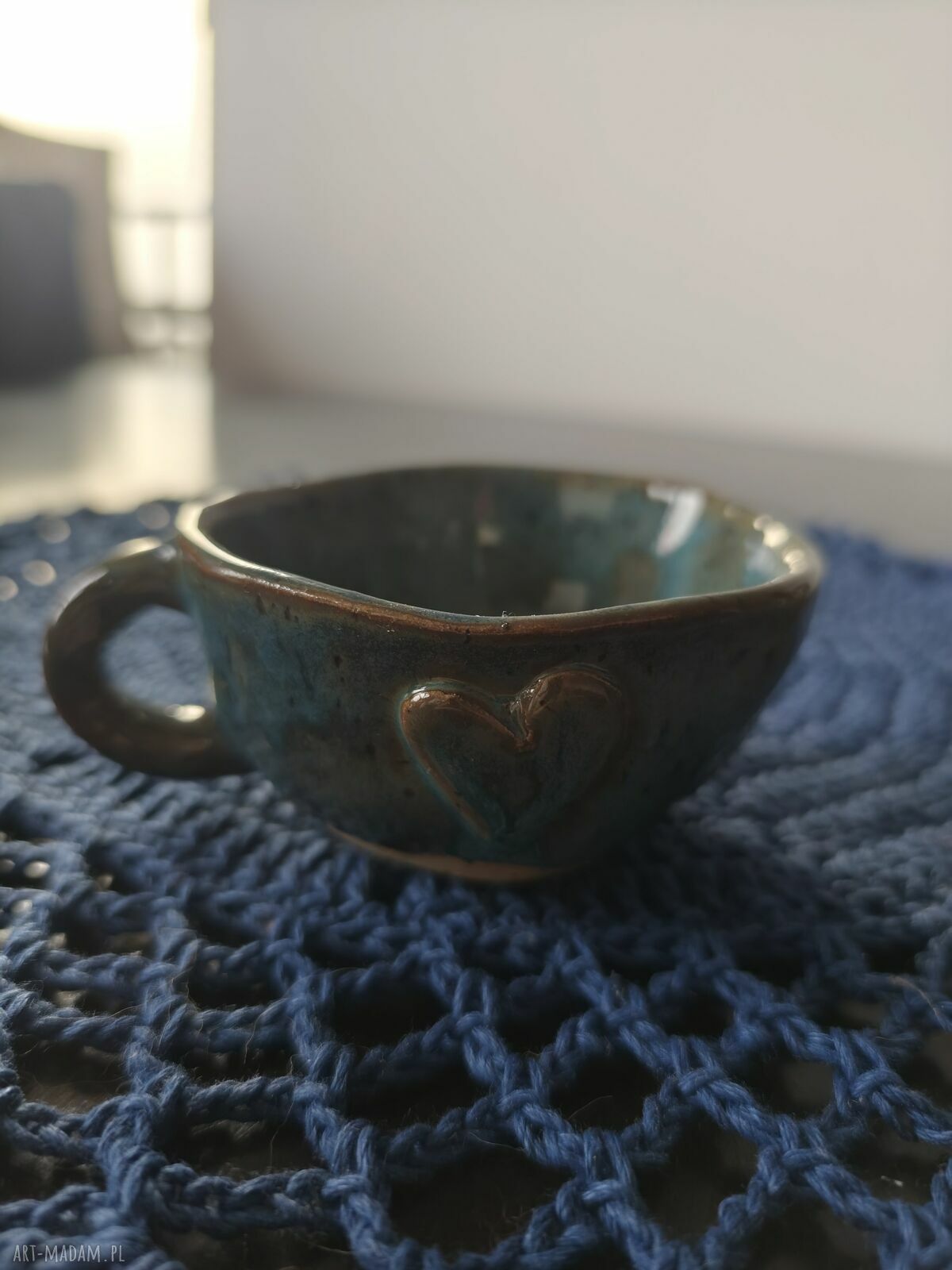 Ręcznie robiona filiżanka ceramiczna Wolna chwila - mały rytuał przy kawie i herbacie