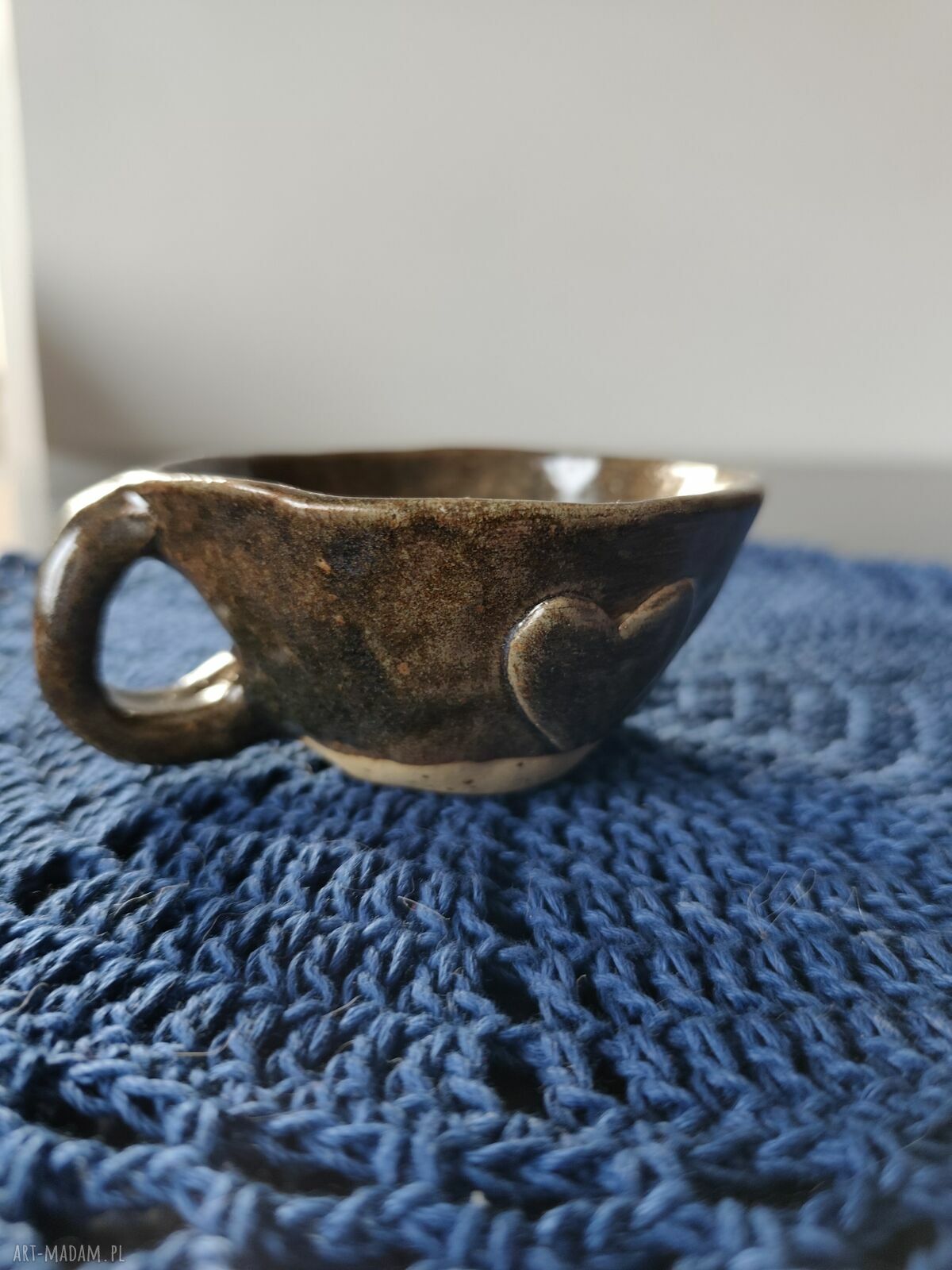 Ręcznie robiona filiżanka ceramiczna brązowa - Wolna Chwila (ok. 110 ml)