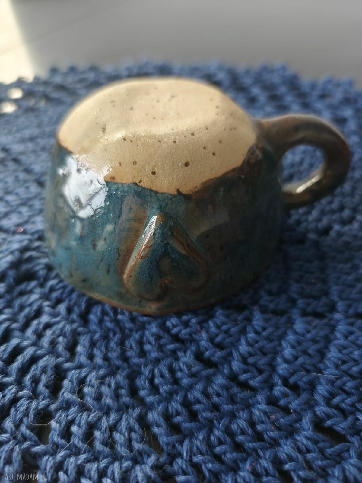 Ręcznie robiona filiżanka ceramiczna Wolna chwila - mały rytuał przy kawie i herbacie