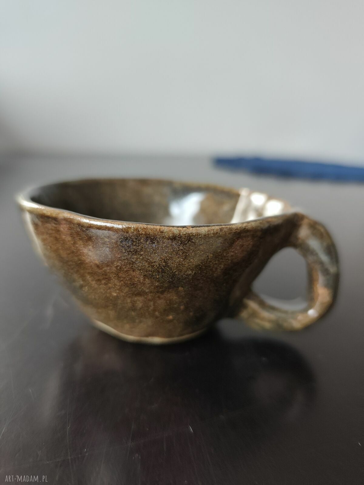 Ręcznie robiona filiżanka ceramiczna brązowa - Wolna Chwila (ok. 110 ml)