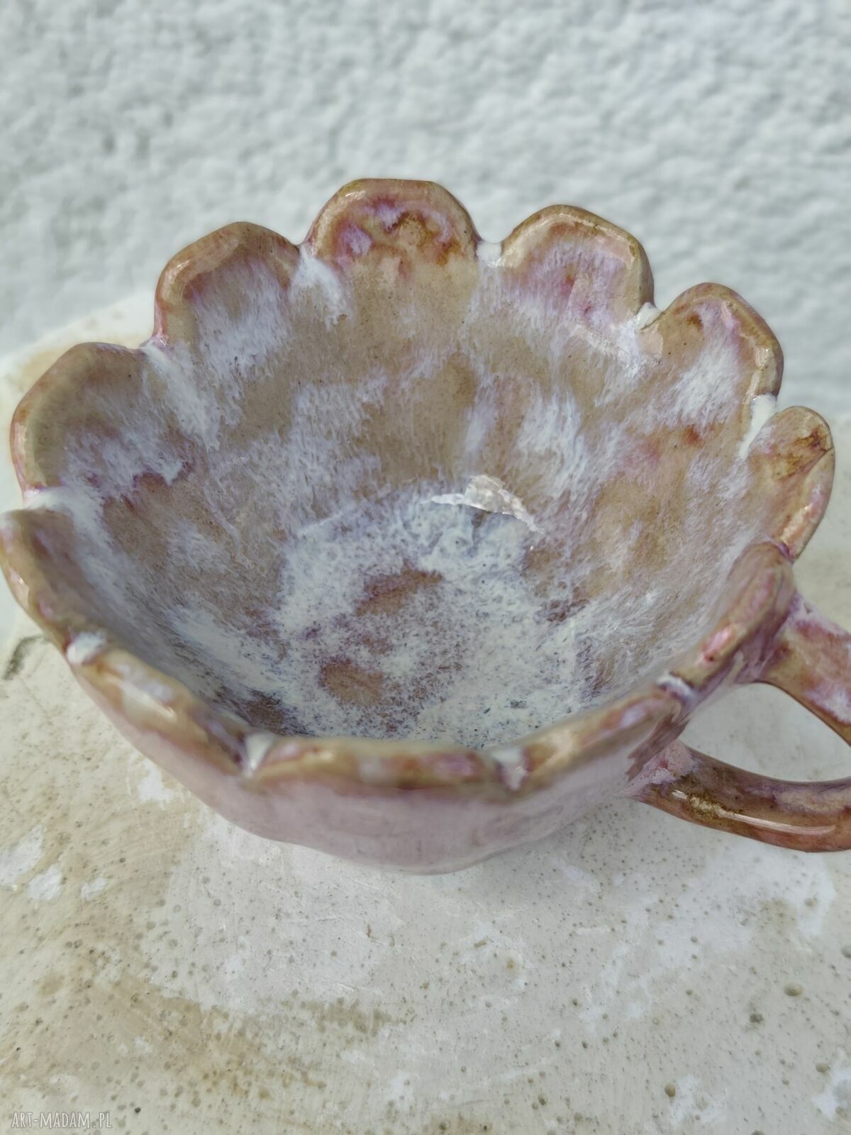 Ręcznie robiona różowa filiżanka ceramiczna - ok. 30 ml