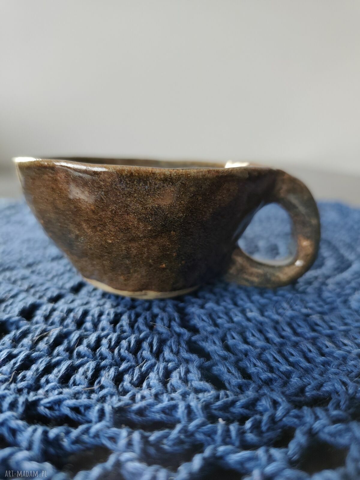 Ręcznie robiona filiżanka ceramiczna brązowa - Wolna Chwila (ok. 110 ml)