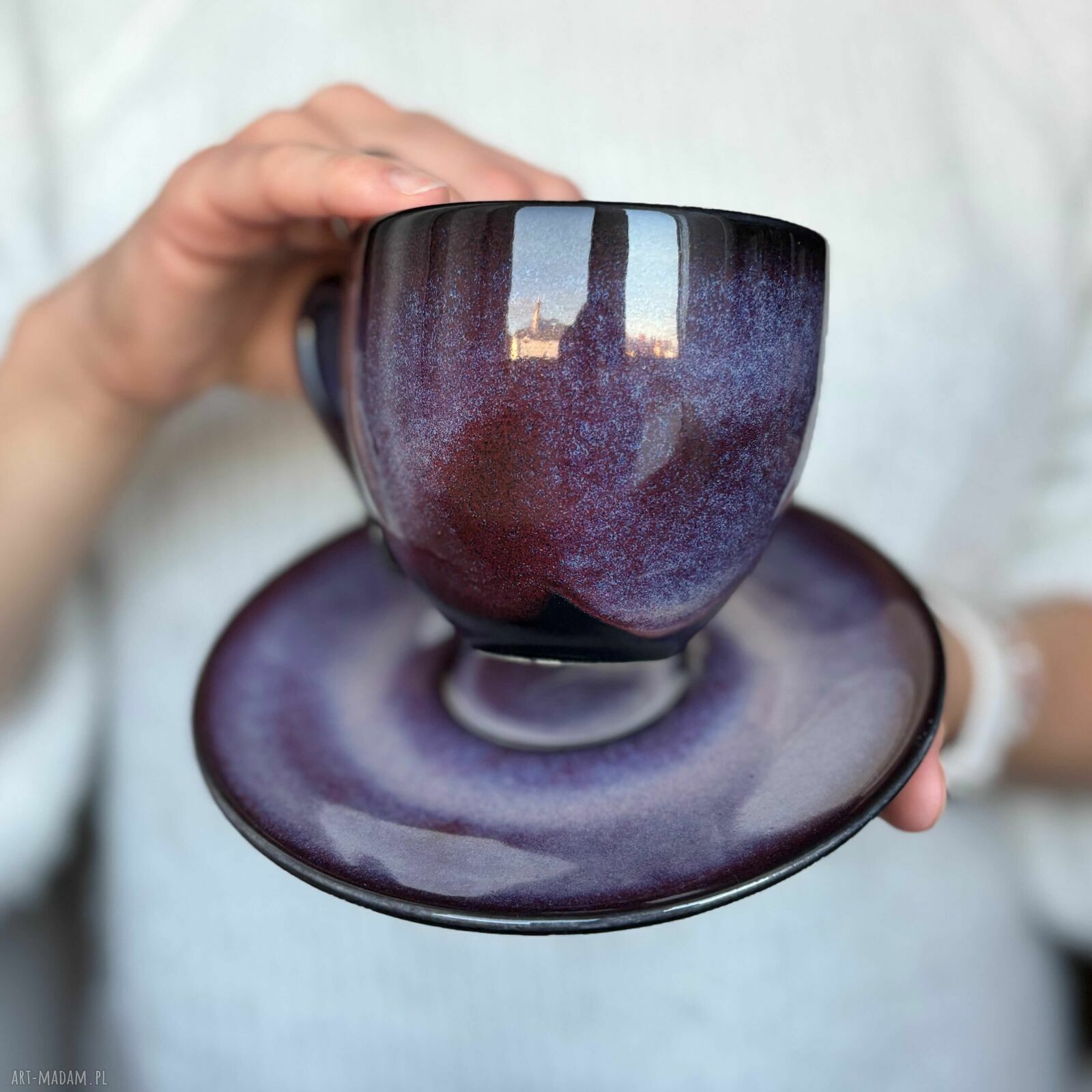 Filiżanka ceramiczna 220 ml Zorza na kawę w różowo-fioletowej odsłonie