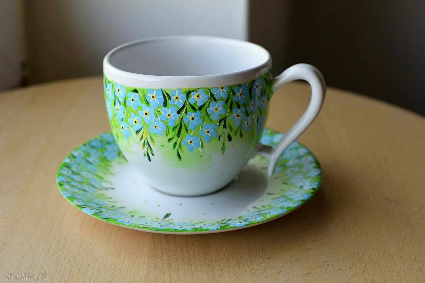 Filiżanka Ceramiczna Ręcznie Malowana Niezapominajki Dla Niej