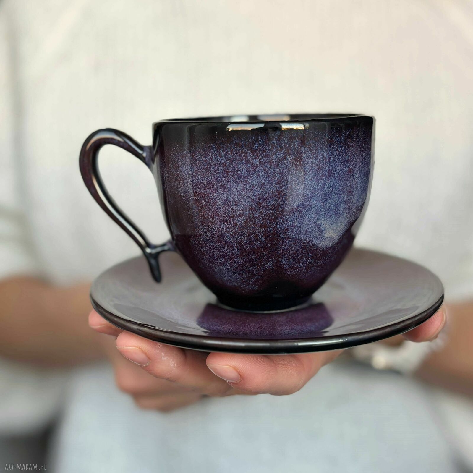 Filiżanka ceramiczna 220 ml Zorza na kawę w różowo-fioletowej odsłonie