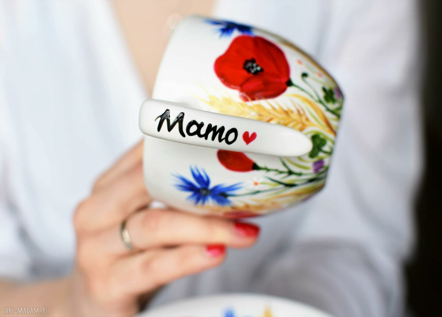 Filiżanka dla Mamy Maki i Chabry - ręcznie malowana ceramika
