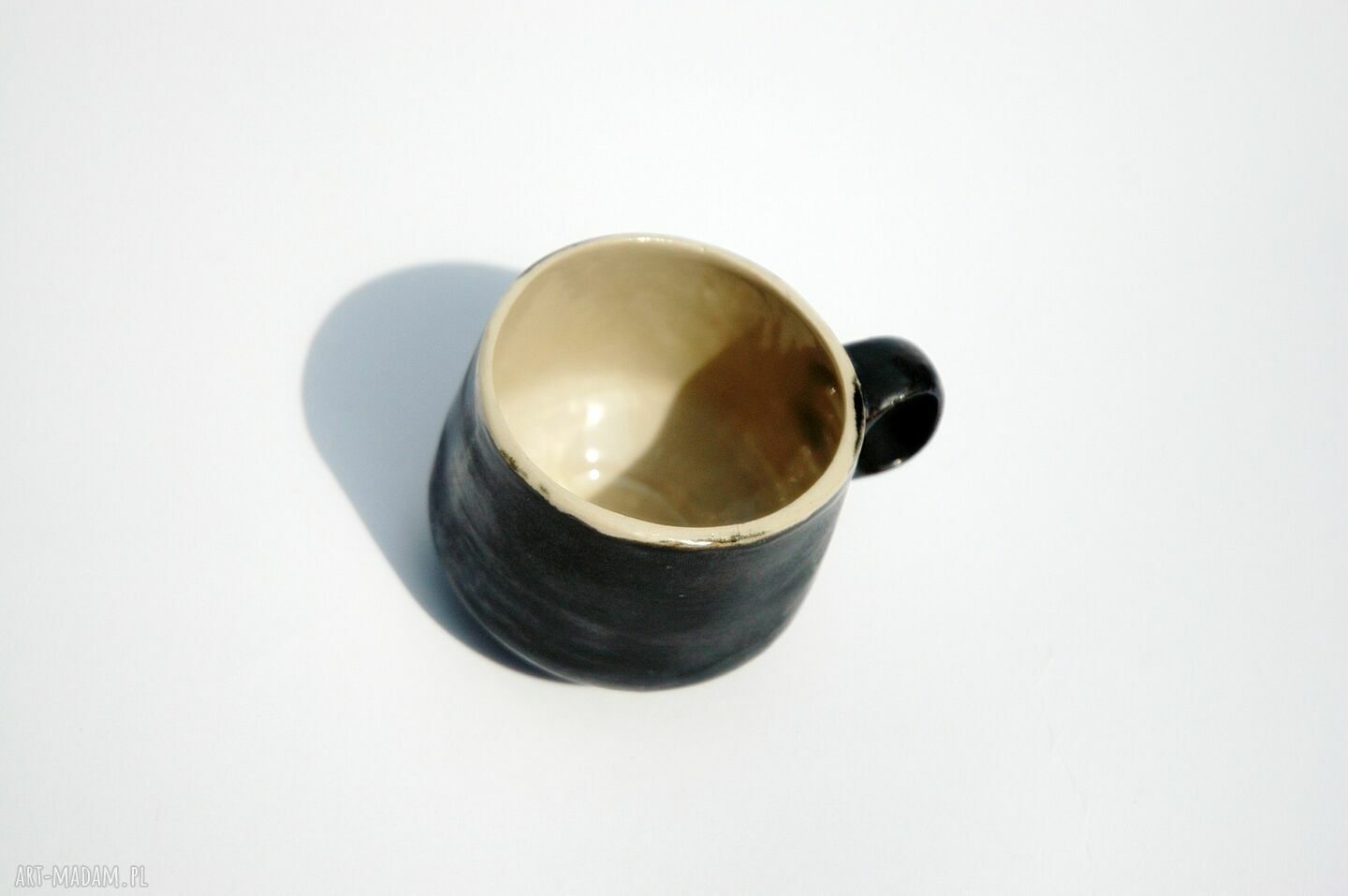 Filiżanka do espresso czarno beżowa 100 ml Ręczne wykonanie