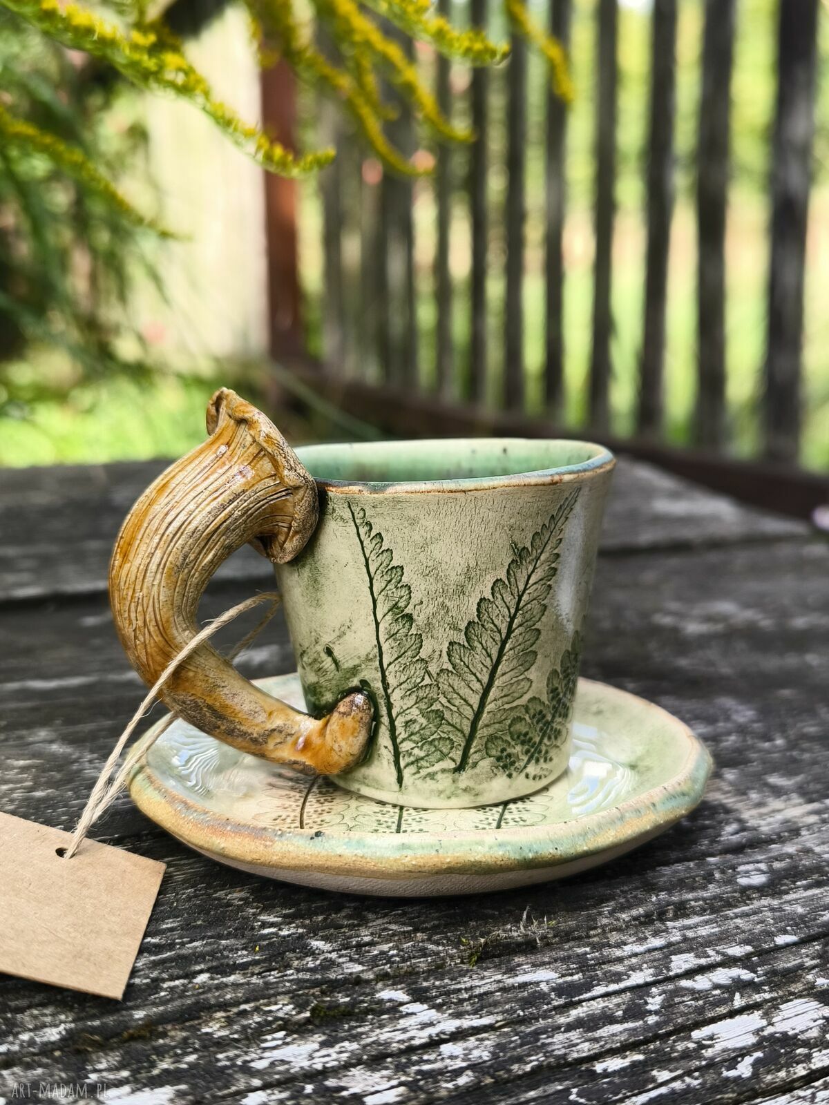 Filiżanka do espresso Paproć z Rydzem - ręcznie robiona ceramika