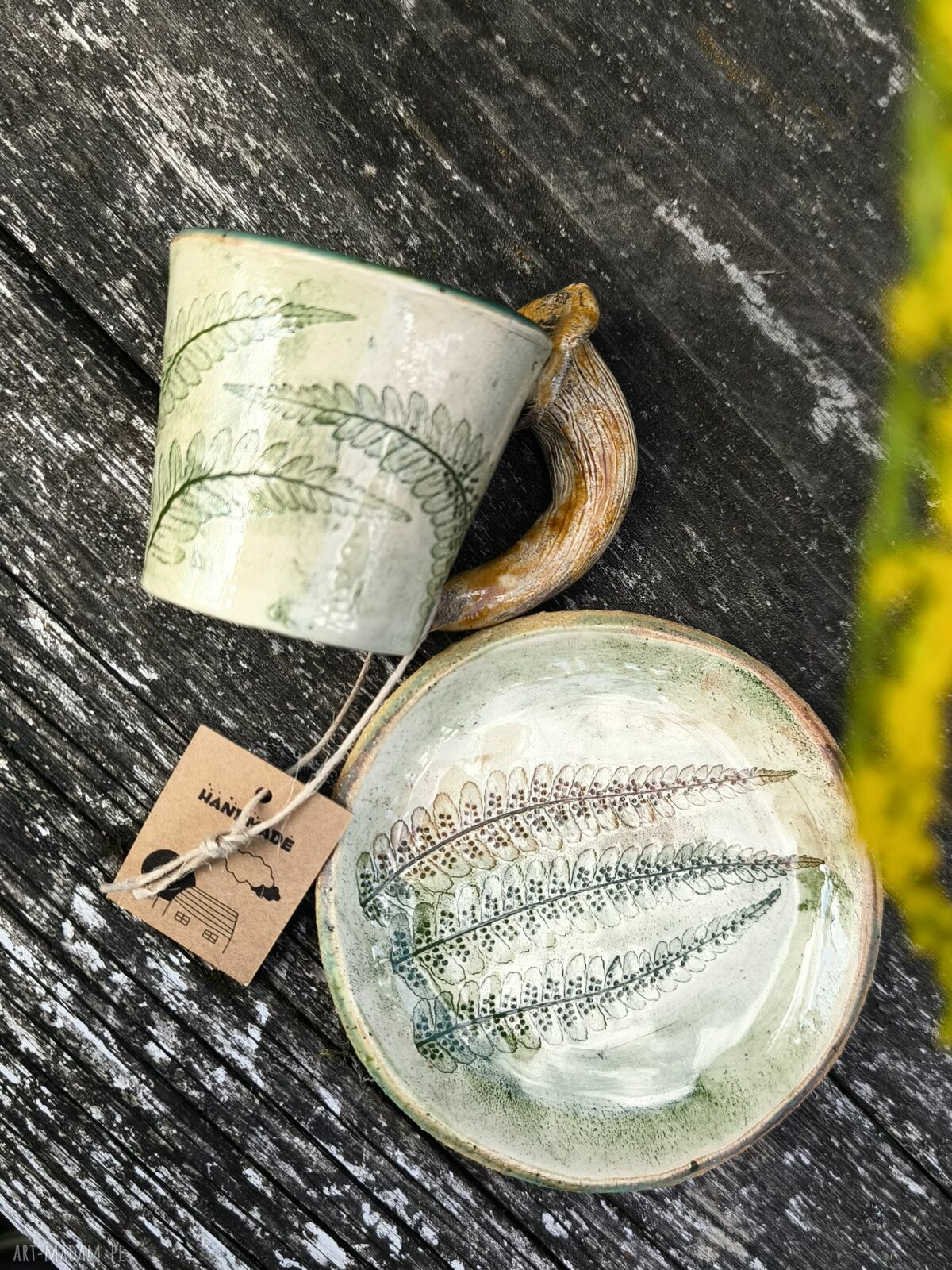 Filiżanka do espresso Paproć z Rydzem - ręcznie robiona ceramika