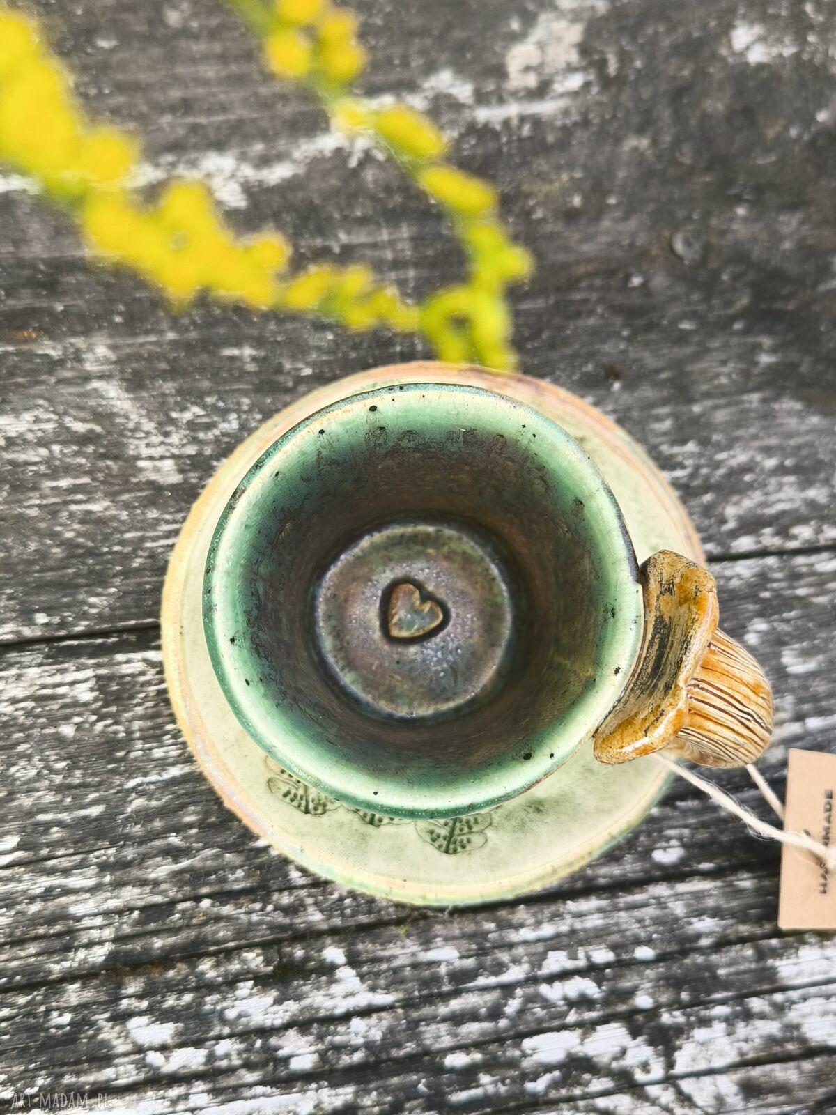 Filiżanka do espresso Paproć z Rydzem - ręcznie robiona ceramika