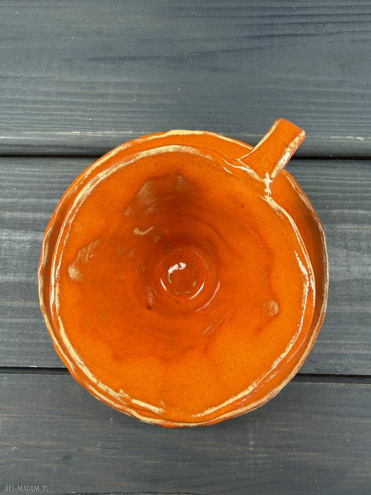Ręcznie wykonana filiżanka do espresso z pomarańczowym szkliwem