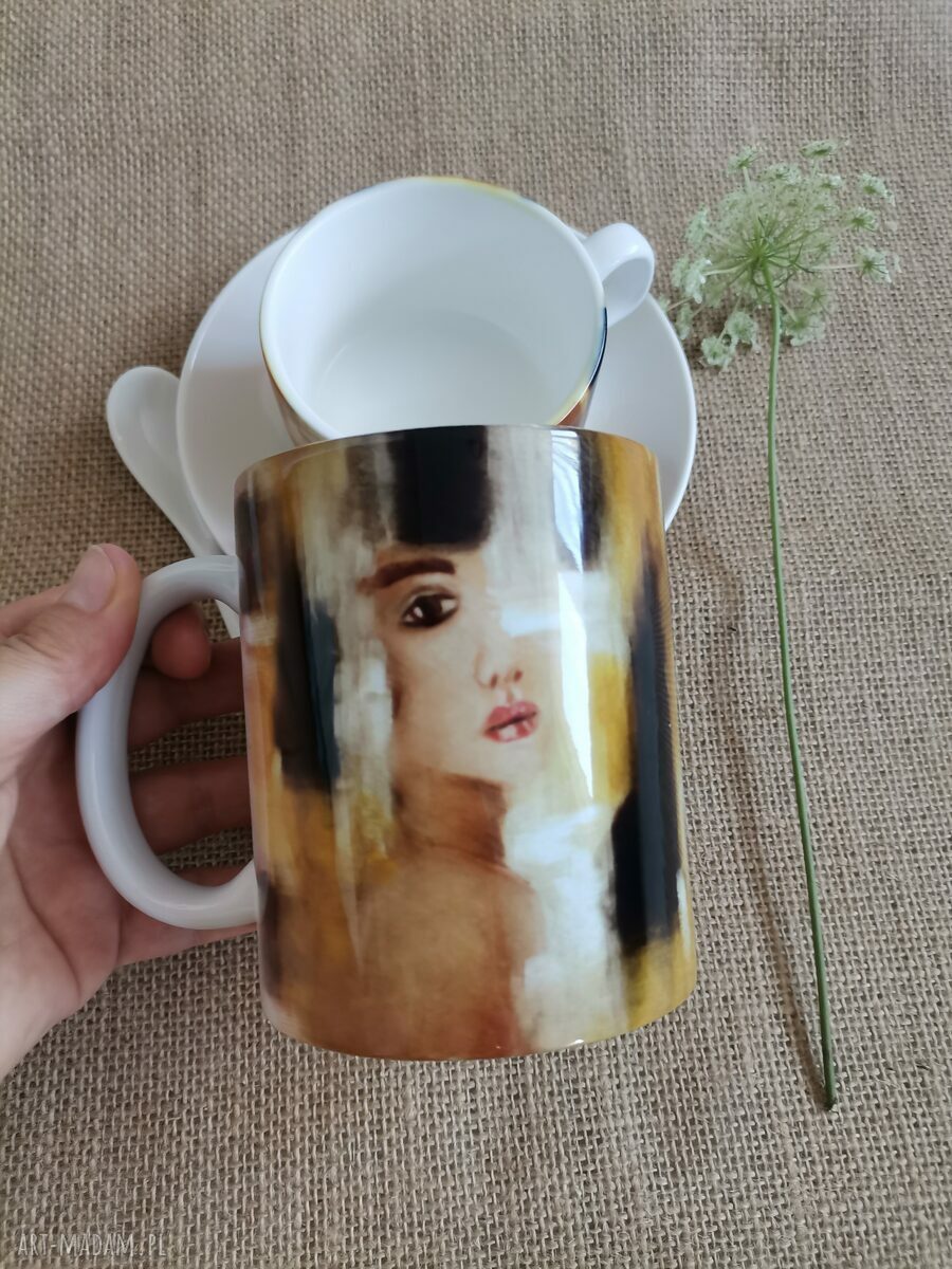 Komplet porcelanowy Kolor Kobiety - Żółty: kubek 330 ml i filiżanka 150 ml