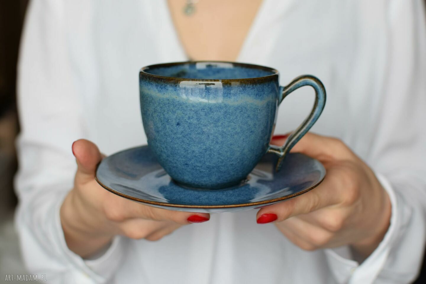 Filiżanka Morska 220ml z Sercem Wewnątrz Ceramiczna