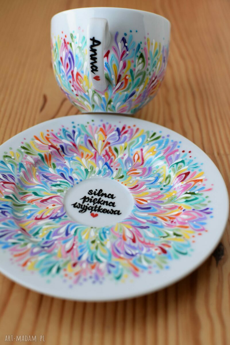 Filiżanka Multikolor 200 ml Porcelanowa Kolorowa dla Niej