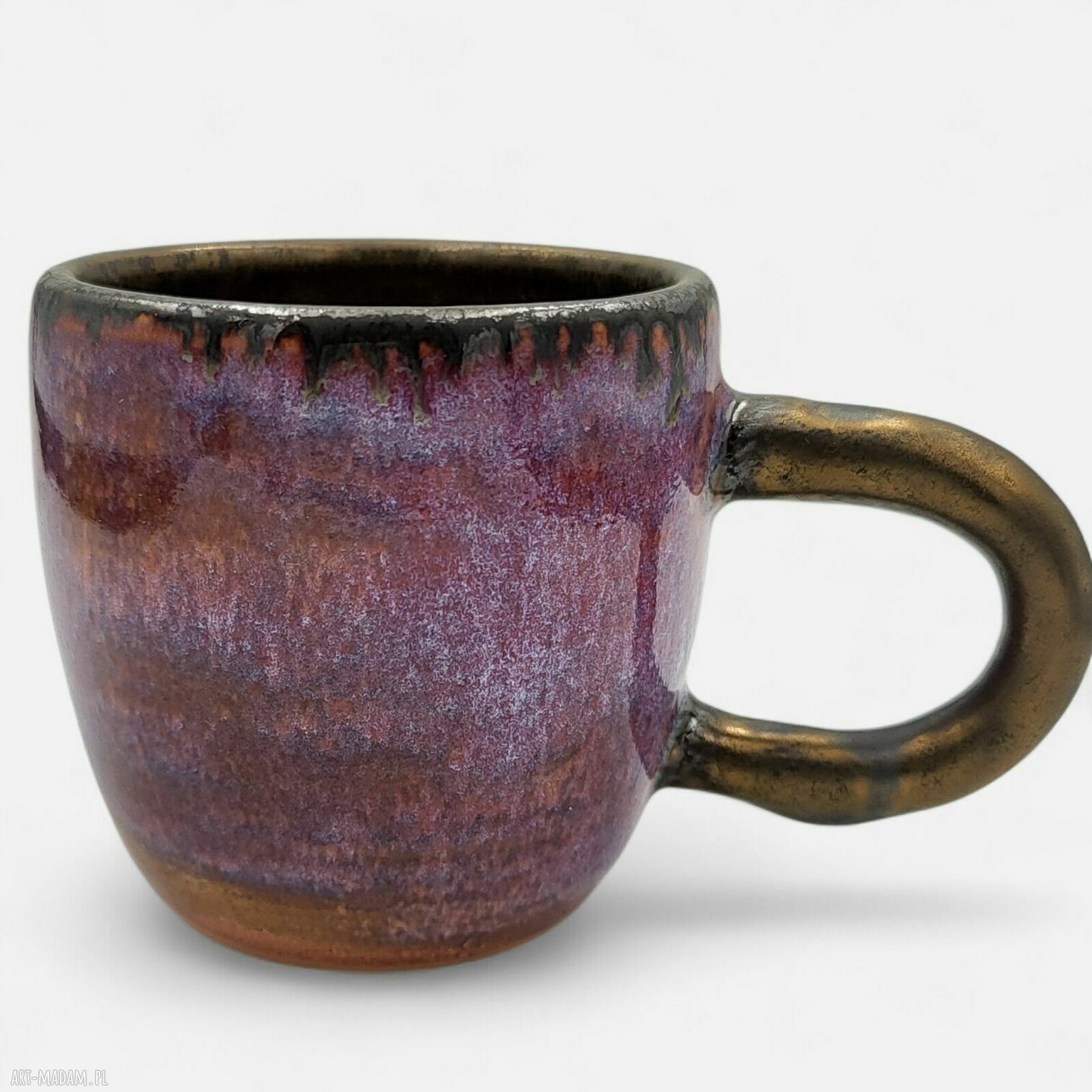 Filiżanka na małą kawę w różu i złocie - rękodzieło ceramiczne