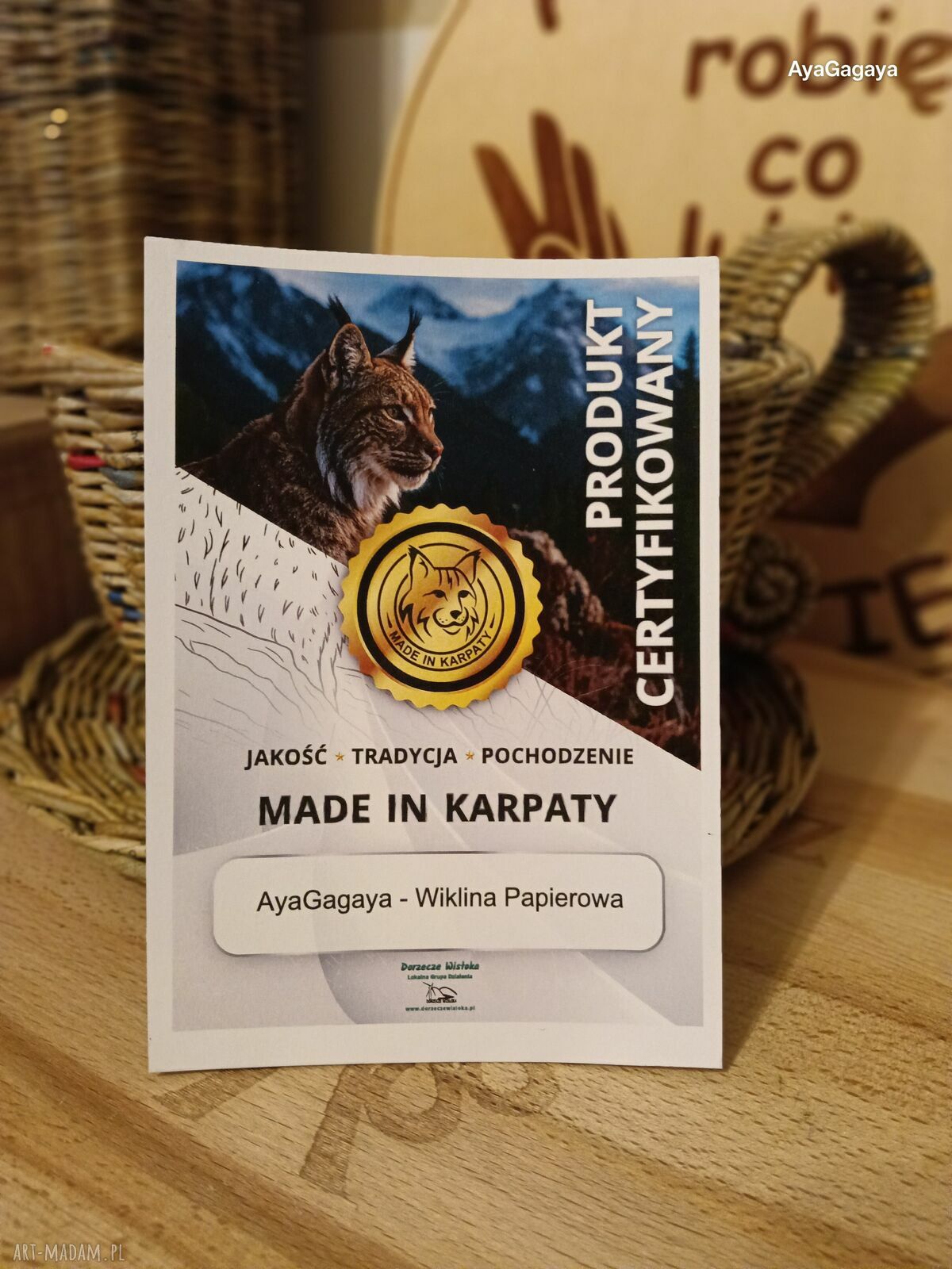 Filiżanka osłonka na doniczkę - ręcznie robiony pojemnik z papierowej wikliny