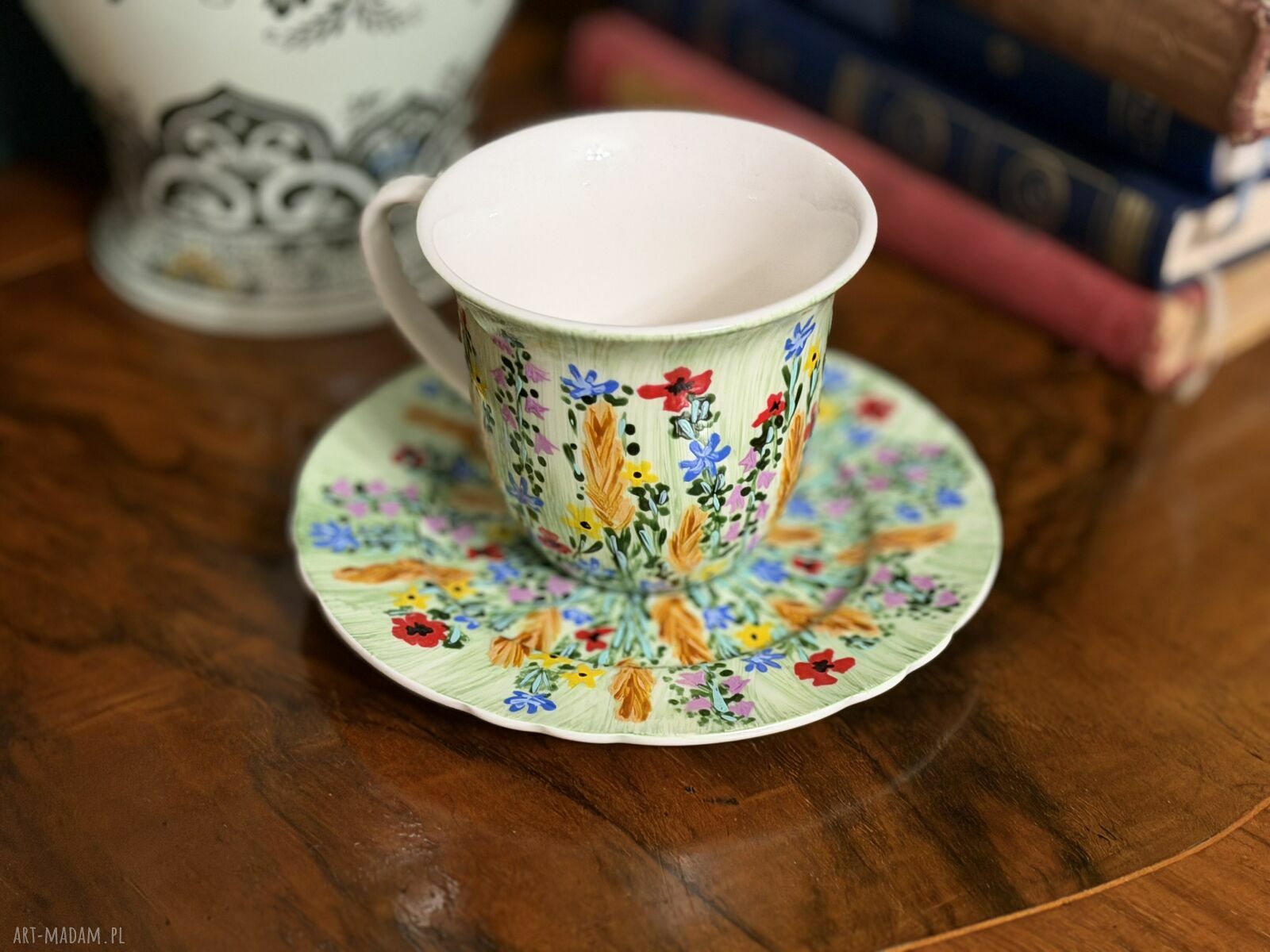 Filiżanka porcelanowa ręcznie malowana „Kolorowy Bukiet”