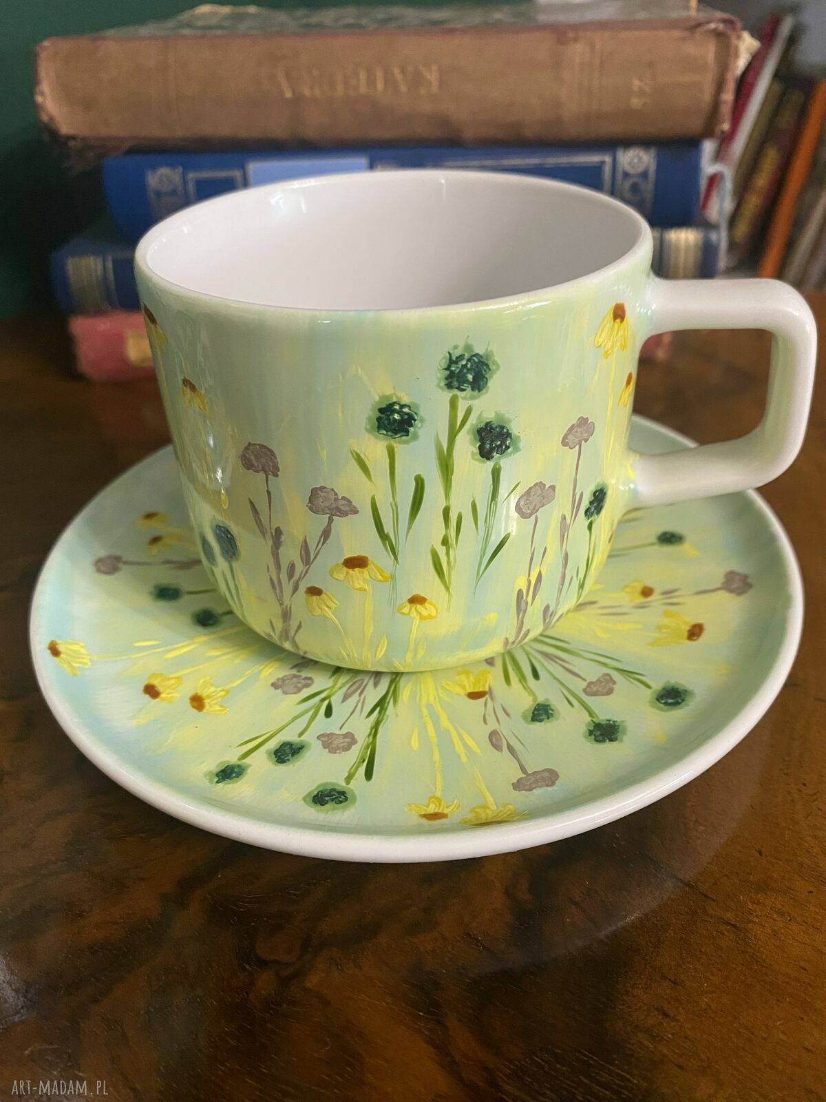 Ręcznie malowana filiżanka porcelanowa Łąka 280 ml