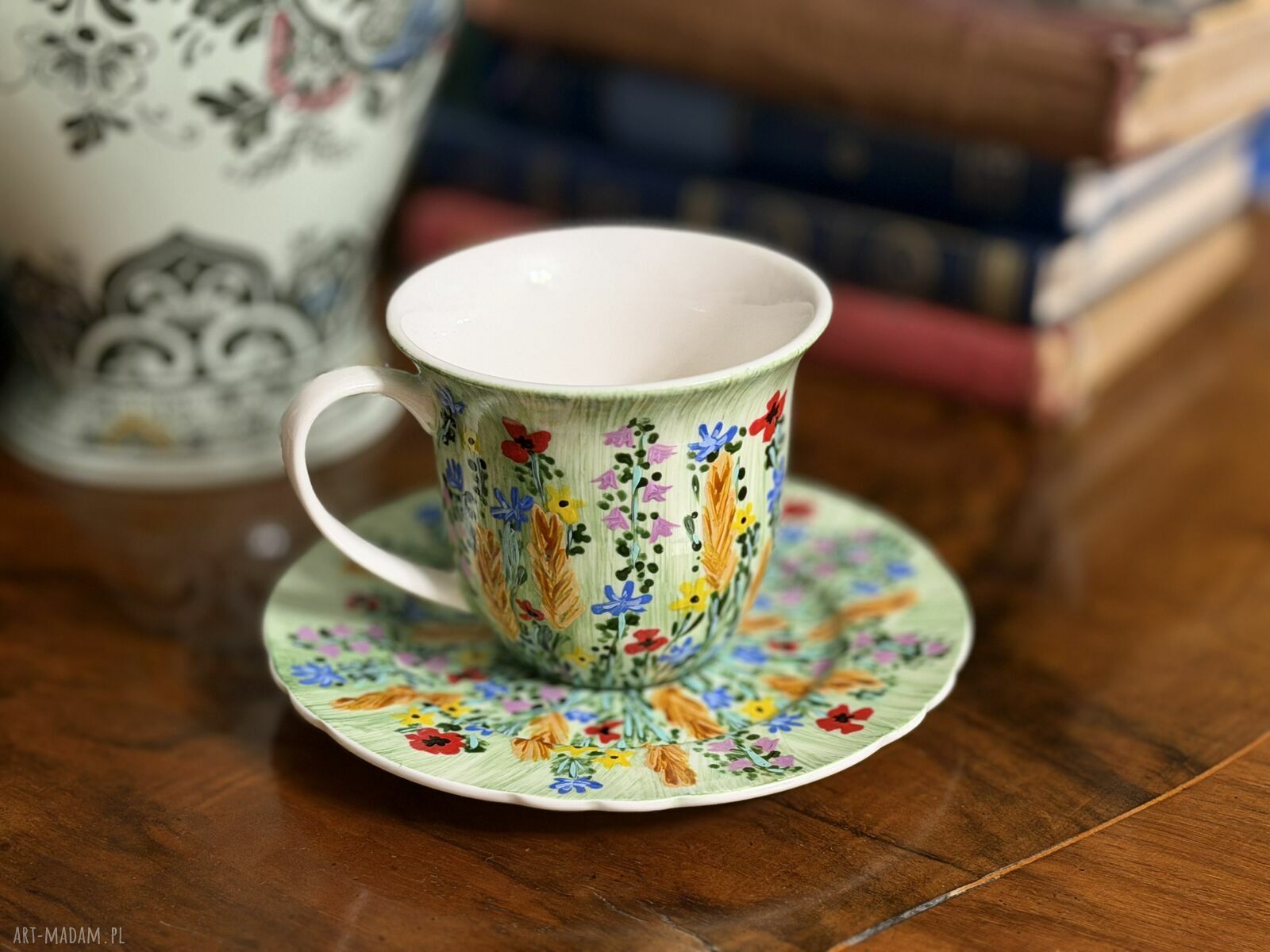 Filiżanka porcelanowa ręcznie malowana „Kolorowy Bukiet”