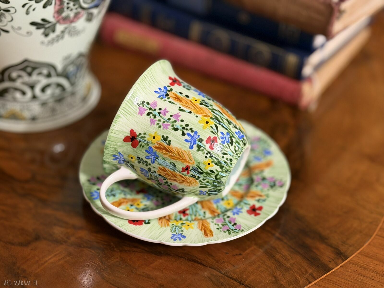 Filiżanka porcelanowa ręcznie malowana „Kolorowy Bukiet”
