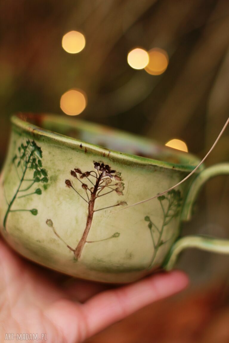 Filiżanka Tasznik - zielona ceramika handmade Enio Art