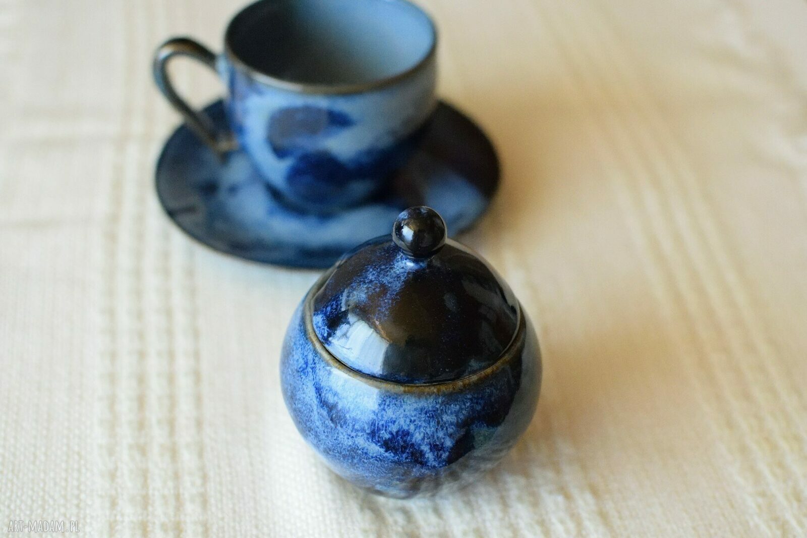 Filiżanka z cukiernicą Głębia ceramiczny zestaw do kawy