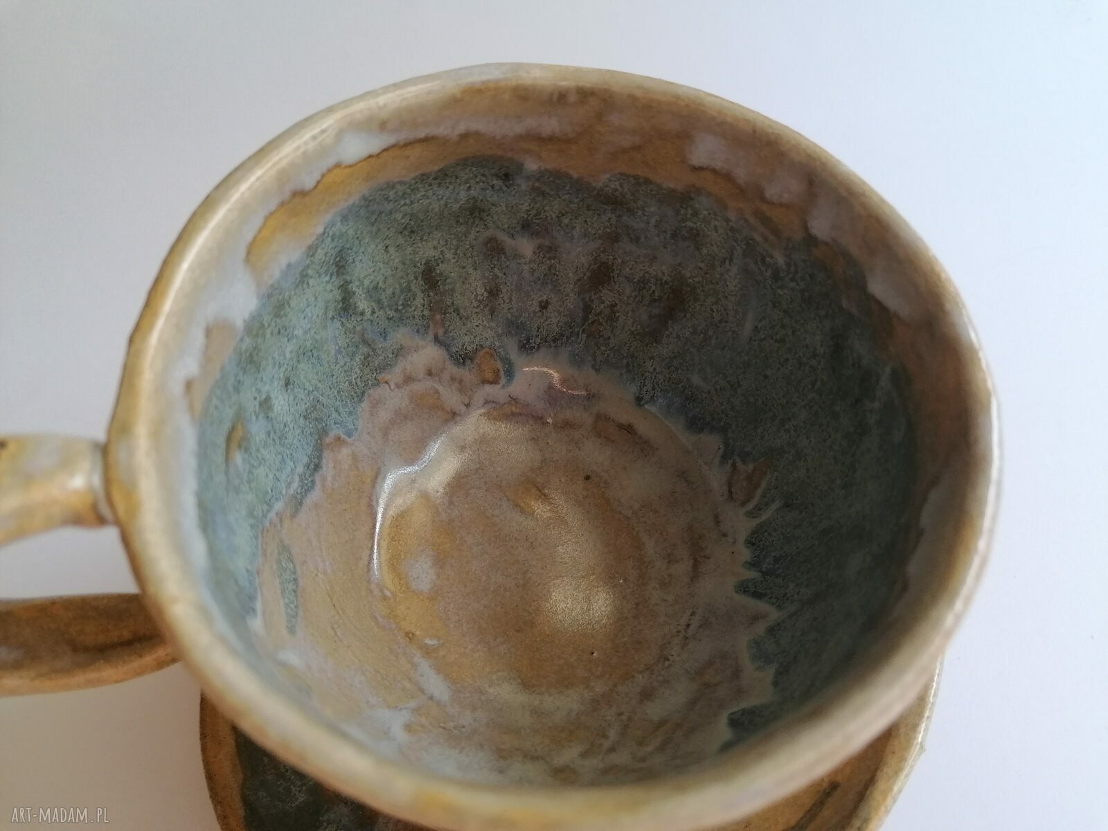 Filiżanka z drzewami do kawy - ceramiczny komplet rękodzieło od Eva Art