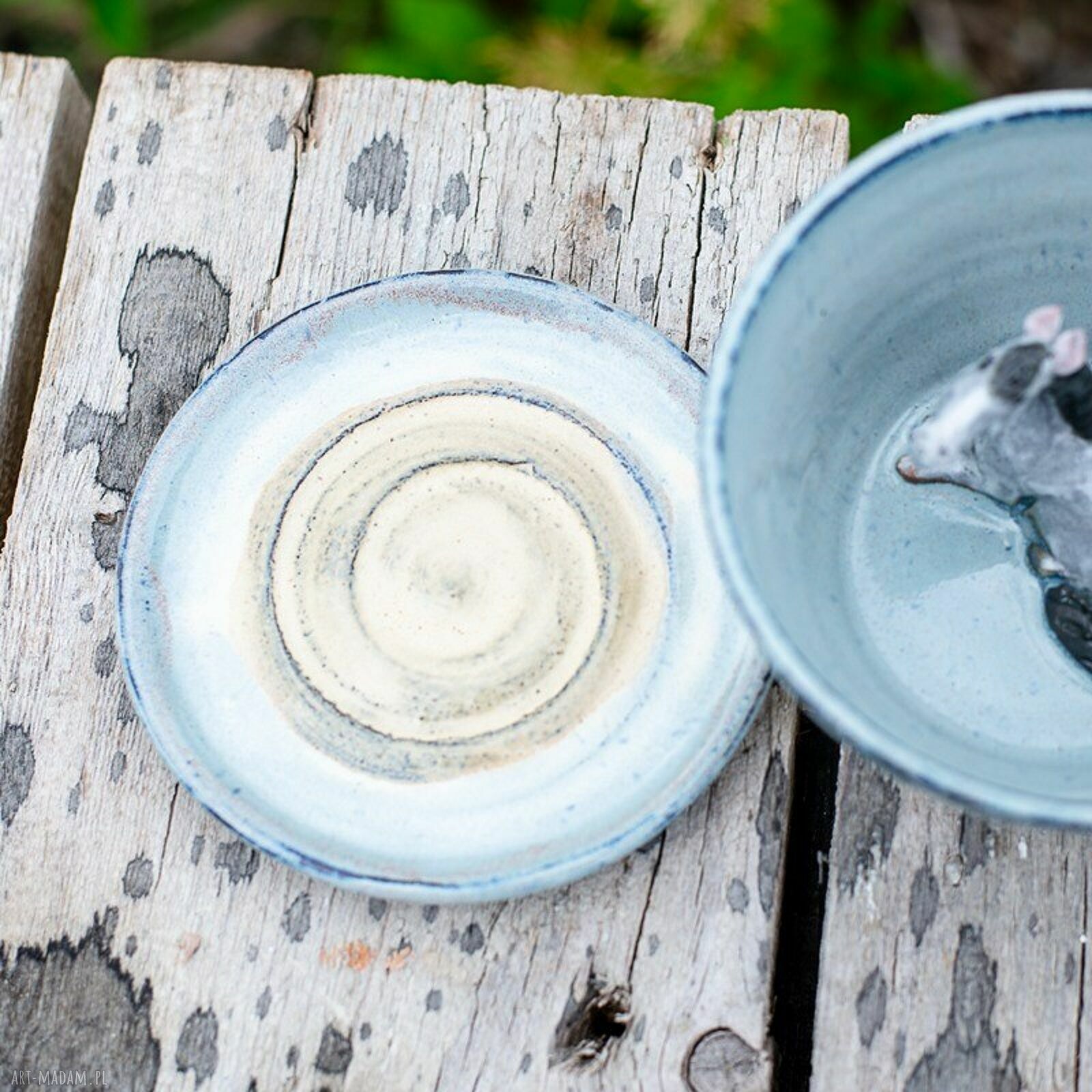 Filiżanka z koniem Pale Blue Beż - ręcznie robiony zestaw do kawy