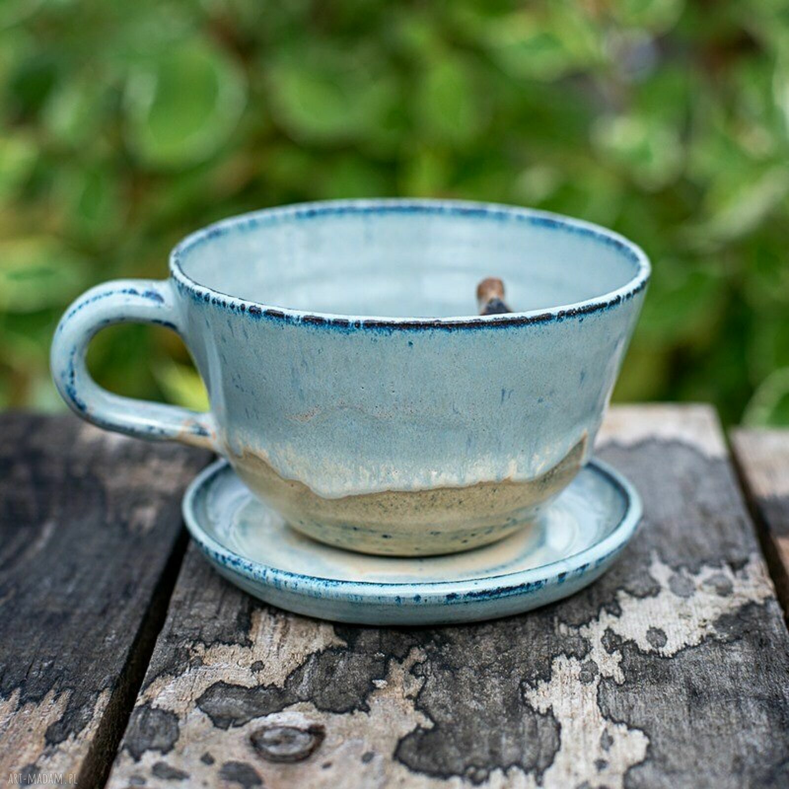 Filiżanka z koniem Pale Blue Beż do kawy 350 ml