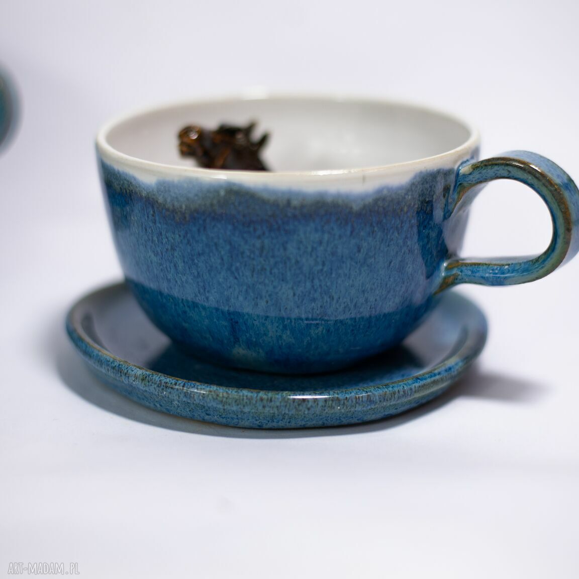 Filiżanka z Koniem Gniady Blue do Kawy Kamionka 300 ml Tenmoku ღ art ...