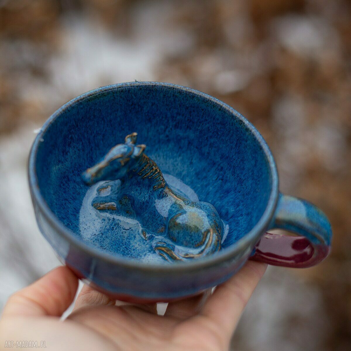 filiżanka z koniem malinowy król do kawy kamionka 300 ml 95 00 zł ღ art ...