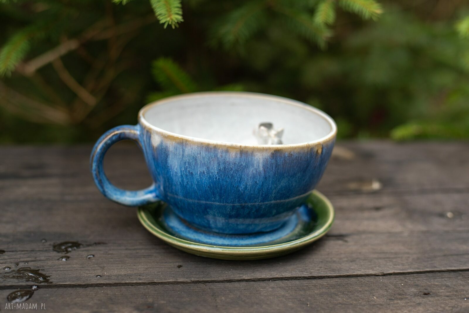 Filiżanka z Koniem Niebieska do Kawy Kamionka 350 ml - Ceramika ღ art ...