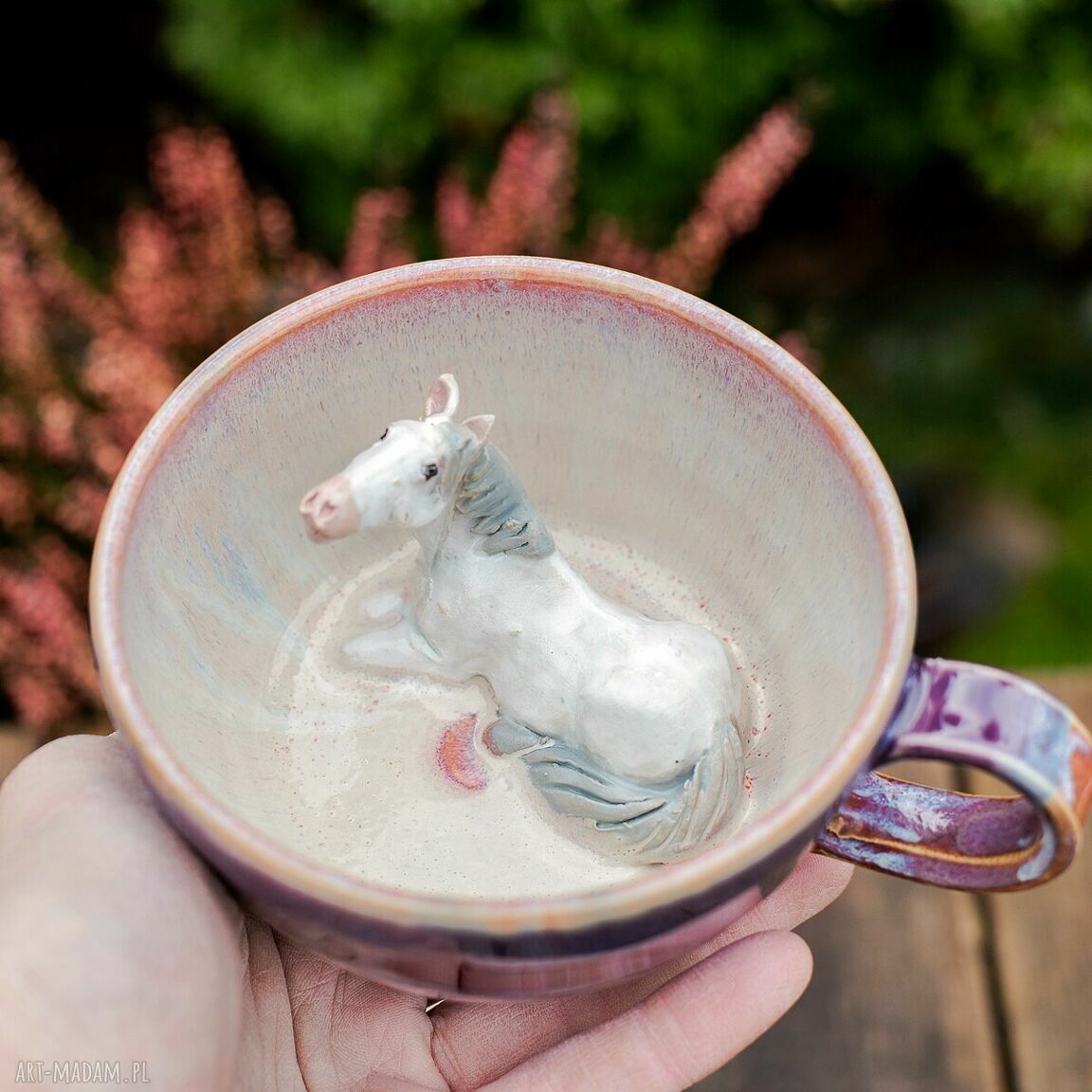 Filiżanka z Koniem Pink Wariacje do Kawy Kamionka 300 ml ღ art-Madam.pl