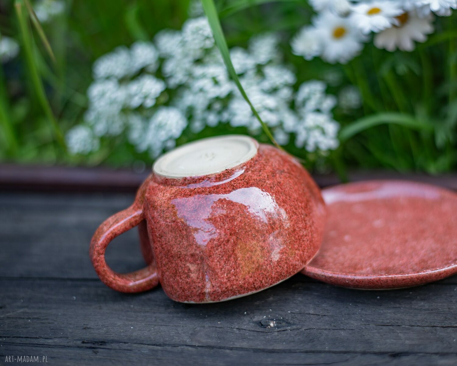 Filiżanka ceramiczna w kształcie serca z kotem - 260 ml