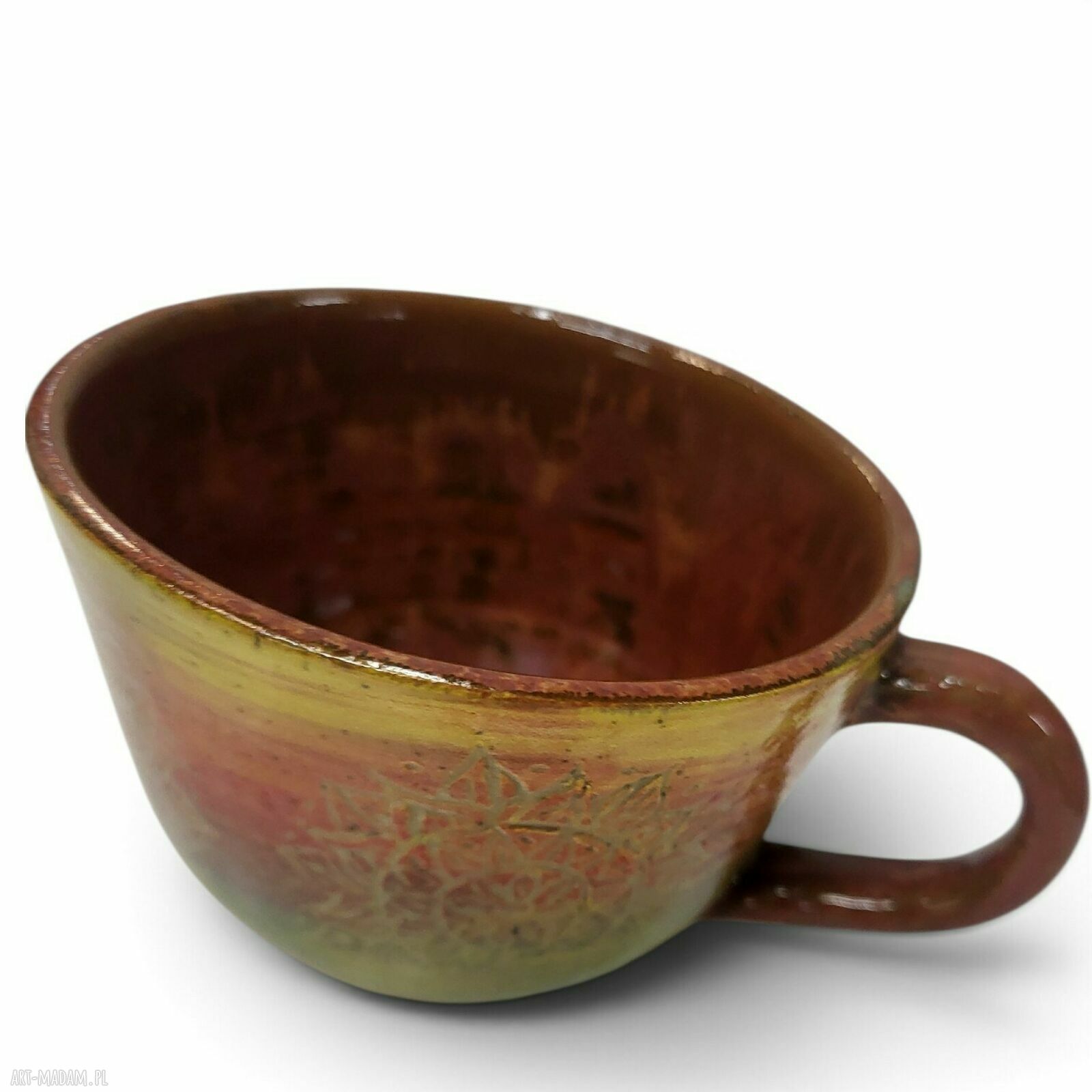 Filiżanka ceramiczna z mandalą - ręcznie robiona ceramika