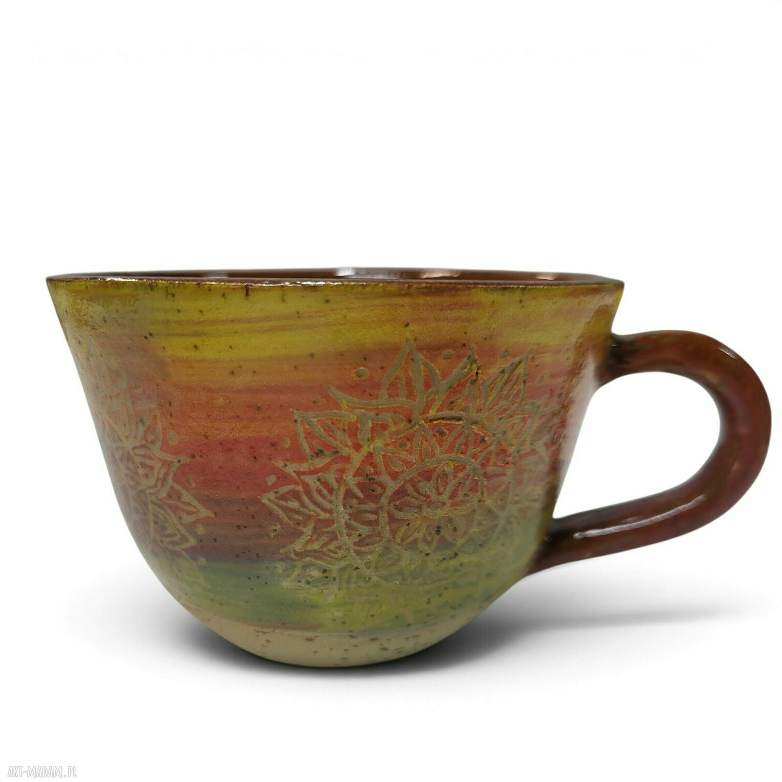 Filiżanka ceramiczna z mandalą - ręcznie robiona ceramika