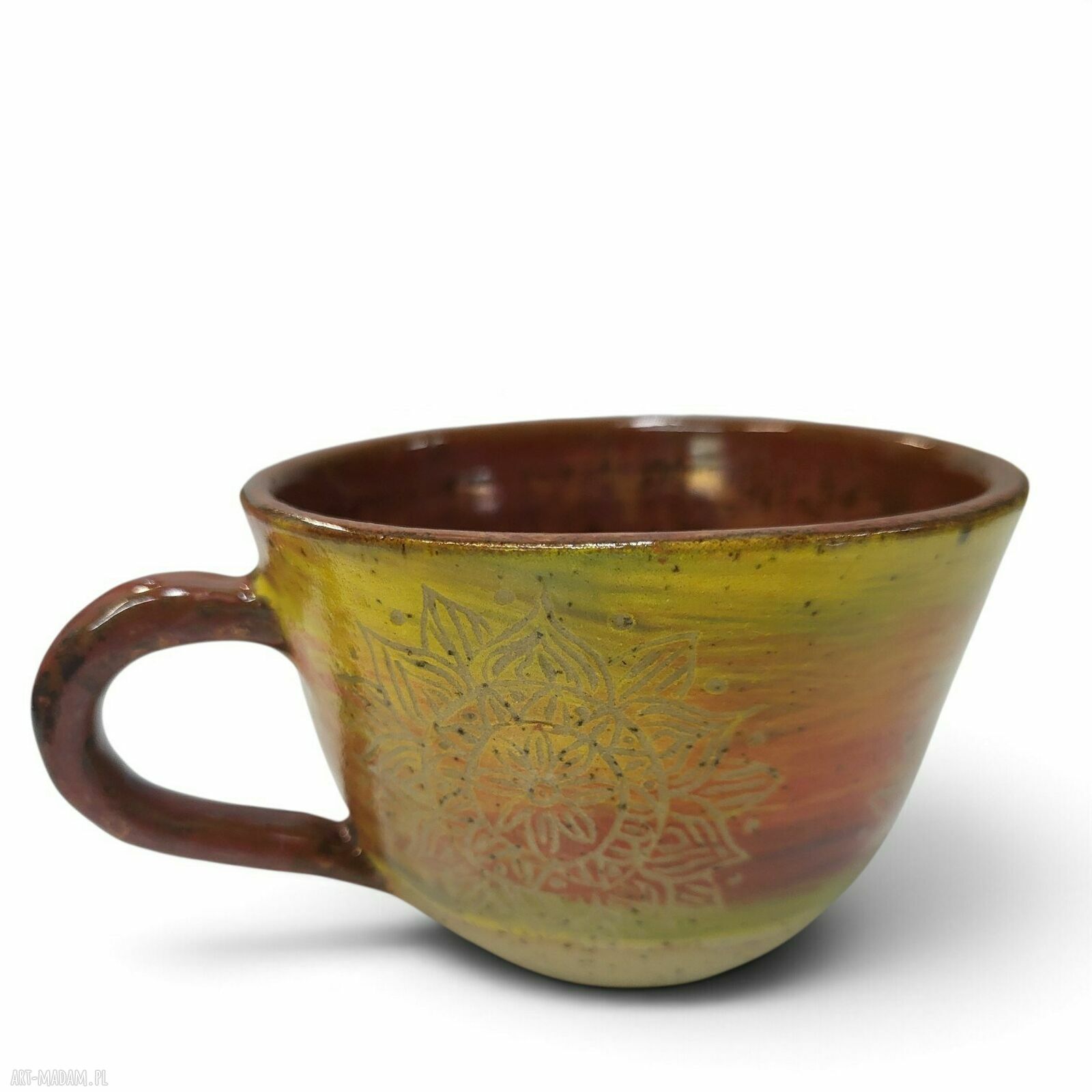 Filiżanka ceramiczna z mandalą - ręcznie robiona ceramika