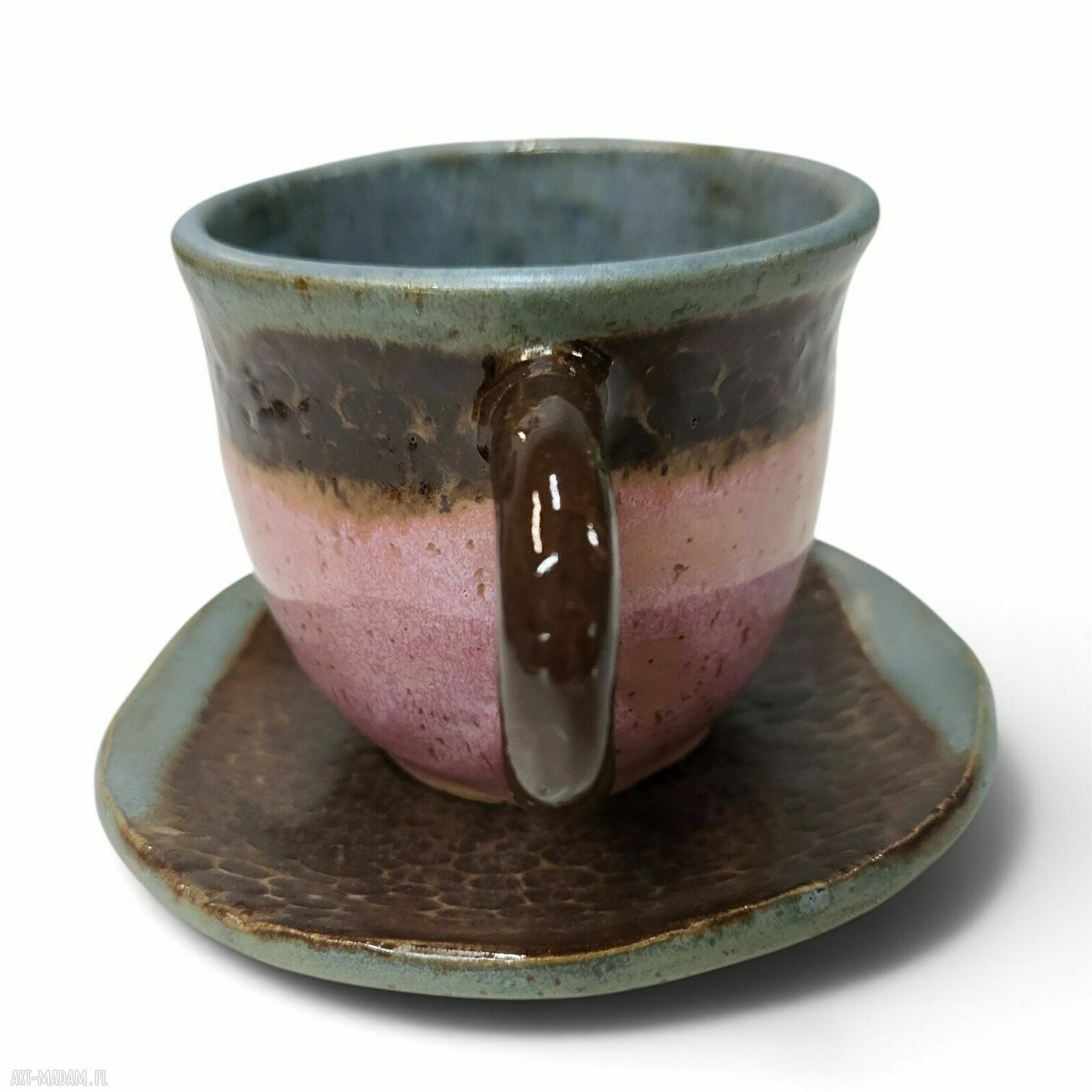 Ręcznie robiona filiżanka ceramiczna z podstawką