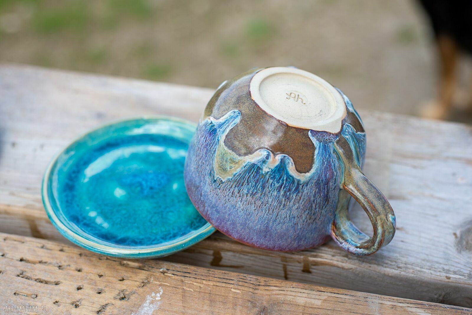 Filiżanka z żółwiem Opal - rękodzieło ceramiczne ok. 300 ml