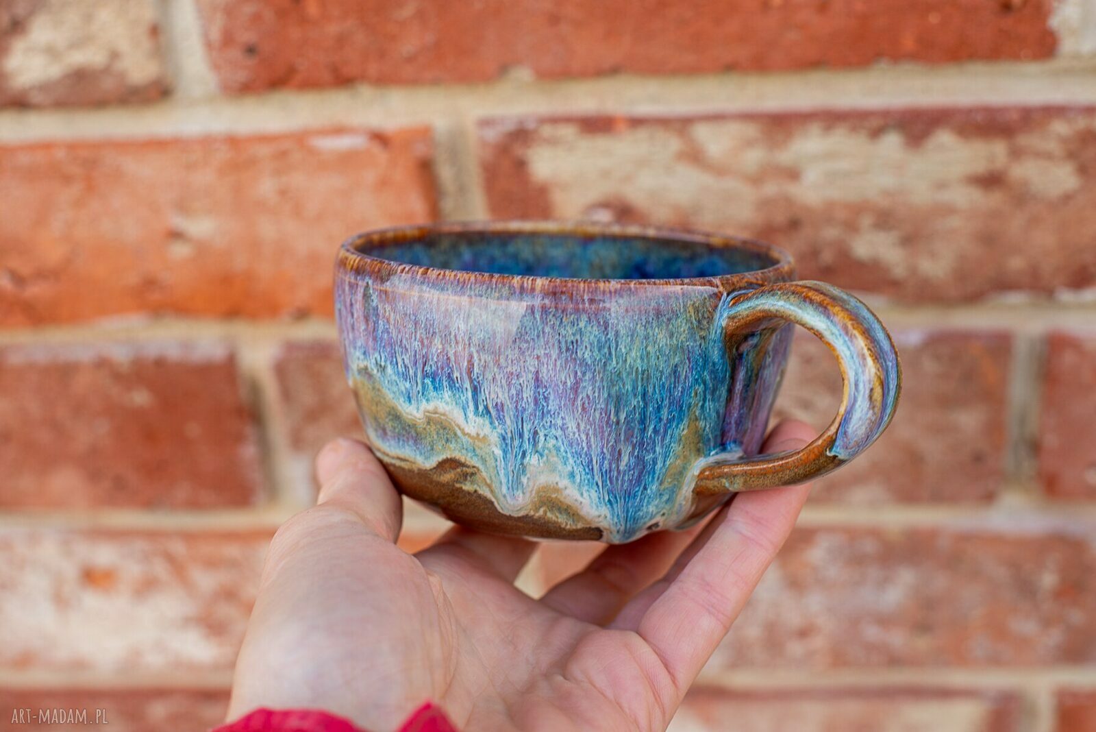 Filiżanka z żółwiem Opal - rękodzieło ceramiczne ok. 300 ml z talerzykiem