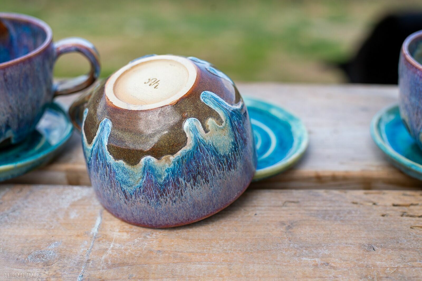 Filiżanka z żółwiem Opal - rękodzieło ceramiczne ok. 300 ml (z talerzykiem)
