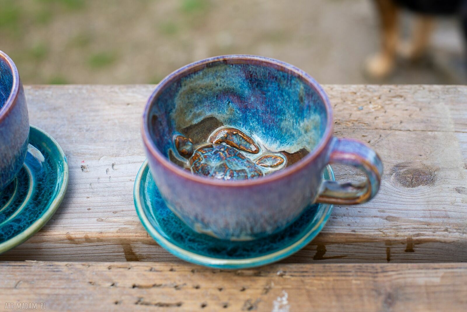 Filiżanka z żółwiem Opal - rękodzieło ceramiczne ok. 300 ml
