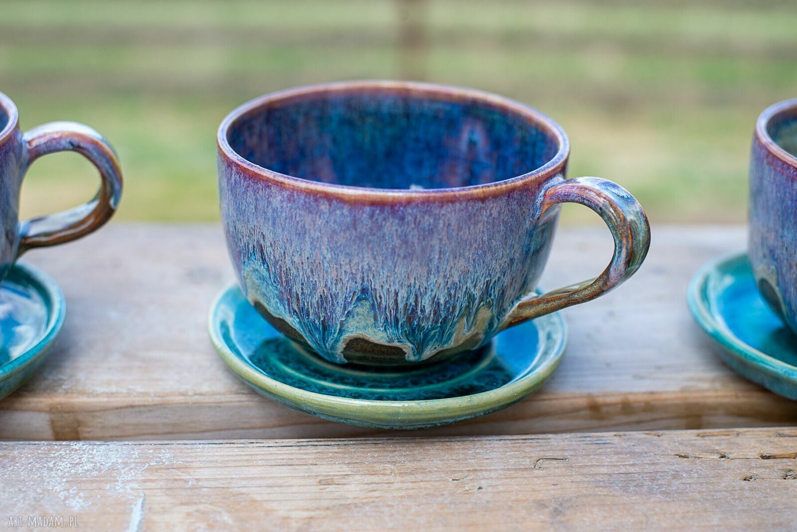 Filiżanka z żółwiem Opal - rękodzieło ceramiczne ok. 300 ml (z talerzykiem)