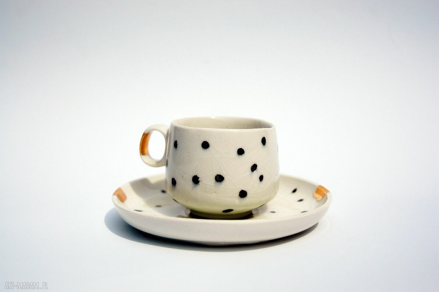 Filiżanka ze spodkiem Dalmatyńczyk porcelit HandMade