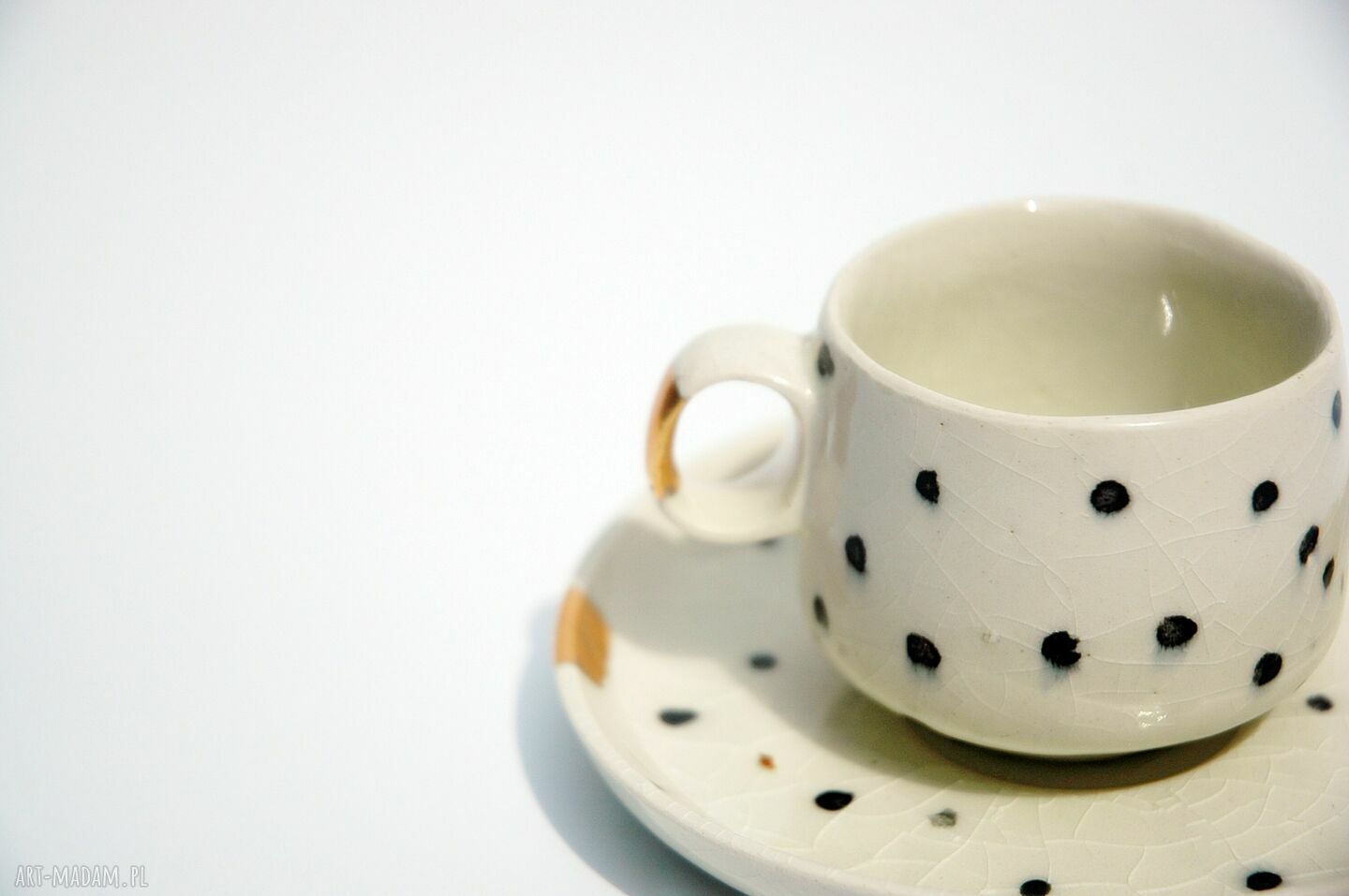 Filiżanka ze spodkiem Dalmatyńczyk porcelit HandMade