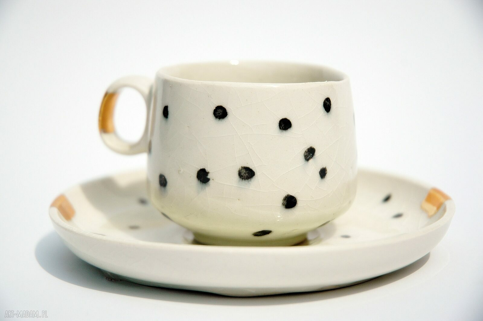 Filiżanka ze spodkiem Dalmatyńczyk porcelit HandMade