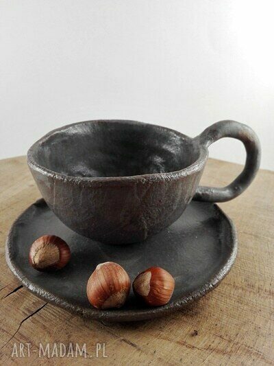 Filiżanki ceramiczne NATURA - zielone szkliwo i zestaw 4 filiżanek